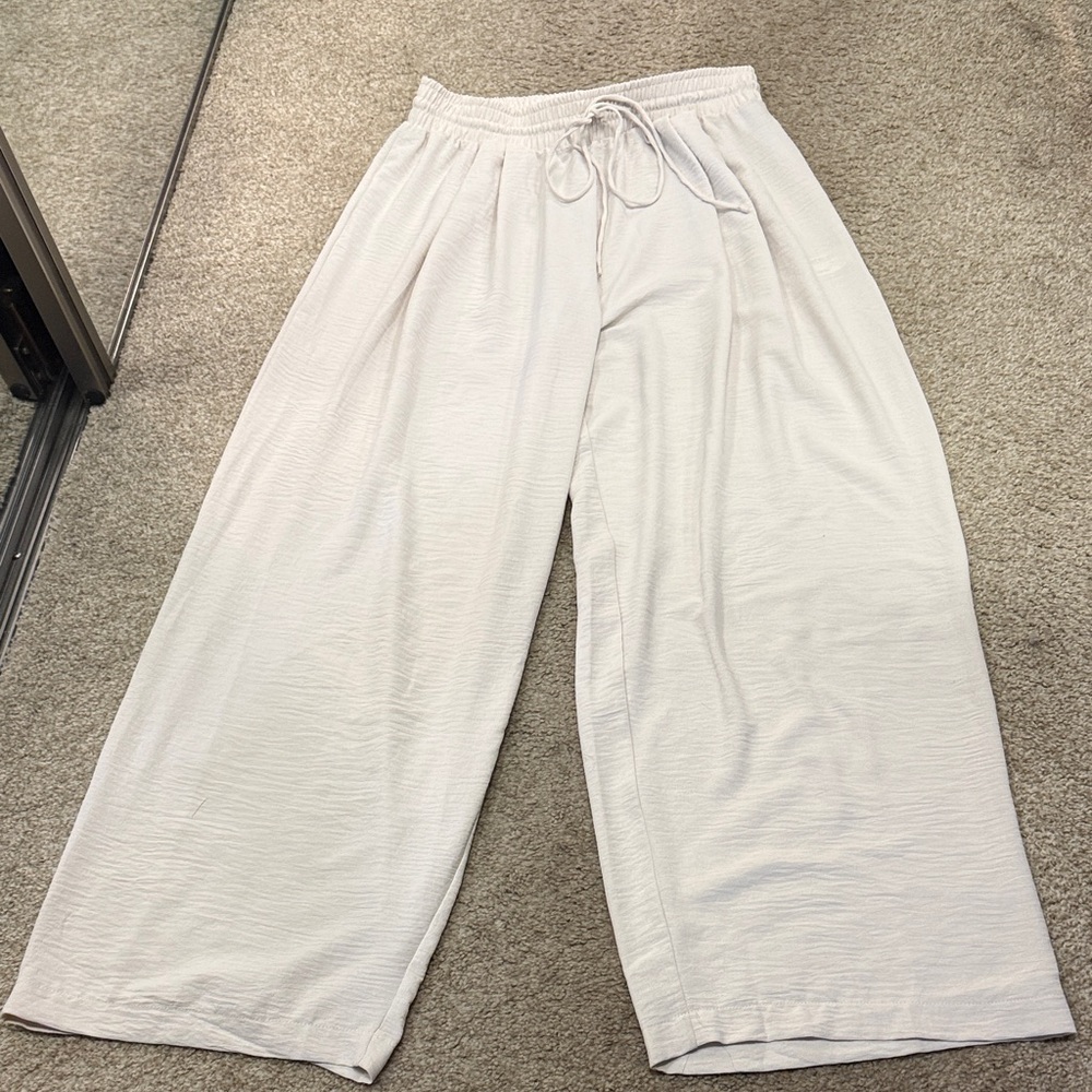 Zara Cream Elastic Waist Pants
